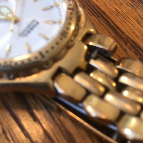 VTG Fossil Blue 50 Meters AM3117 Gold Tone Diver’s Watch Water Resistant Defect - Picture 5 of 5